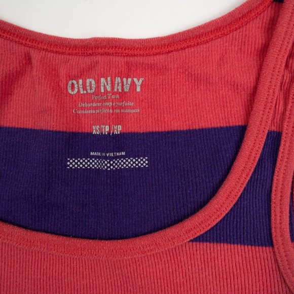 OLD NAVY ribbed knit color block striped tank size XS - Picture 2 of 4